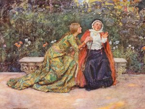 Romeo i Julia Szekspira: Akt II, Scena V (kolorowa litografia)