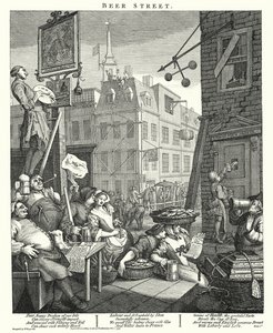 Ulica Piwna (grawerowanie) autorstwa William (after) Hogarth