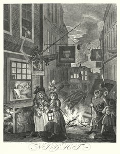 Noc (grawerowanie) autorstwa William (after) Hogarth