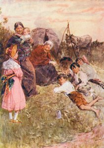 Ilustracja do Młyna nad Flossą autorstwa George Eliot (kolorowa litografia)