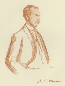 A E Housman, portret (lito) autorstwa William (after) Rothenstein