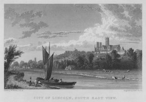 Miasto Lincoln, widok południowo-wschodni (grawerunek) autorstwa William (after) Westall