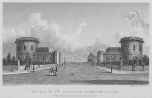 Wejście do Carlisle od południa, Dom Więzienia i Sesji (rycina) autorstwa William (after) Westall