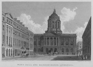Ratusz i Mansion House, Liverpool (grafika) autorstwa William (after) Westall