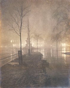 Mokra noc, Columbus Circle, Nowy Jork, 1897-98 autorstwa William A. Fraser