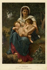 Dobroczynność (chromolitho) autorstwa William Adolphe Bouguereau