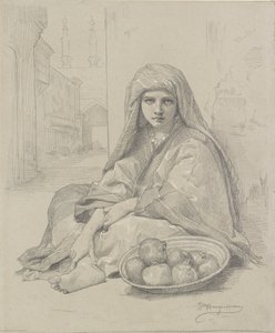 Dziewczyna z Afryki Północnej sprzedająca granaty, koniec XIX wieku autorstwa William-Adolphe Bouguereau
