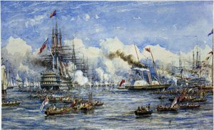 Wizyta Jej Królewskiej Mości na okręcie flagowym 11 sierpnia autorstwa William Adolphus Knell