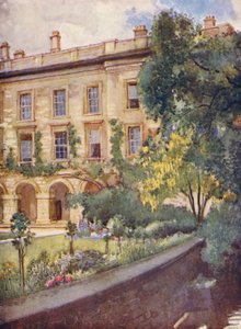 Magdalen College Nowe budynki przylegające do gajów Magdalen (kolorowa litografia)