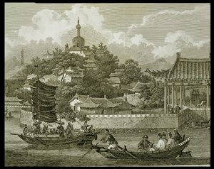Widok na ogrody pałacu cesarskiego, Pekin, detal, grawerowany przez Samuela Smitha, wyd. przez G. Nicol, 1796 autorstwa William Alexander