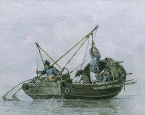 Chińscy rybacy w śmietniku (akwarela) autorstwa William Alexander