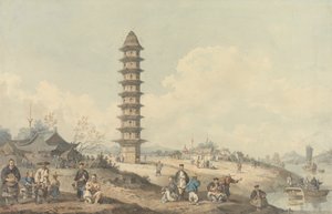Miasto Lin Tsin, Shantung, z widokiem na kanał Grande autorstwa William Alexander