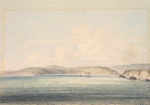 Wioska Almandral w zatoce Valparaiso, z widokiem na Andy autorstwa William Alexander