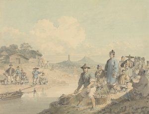 Zobacz w Chinach: Postacie z pagodą i górą autorstwa William Alexander