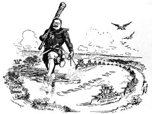 Wielki kij na Morzu Karaibskim. Karykatura na Theodore Roosevelt, 1904