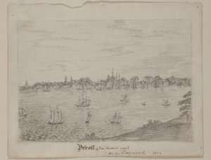 Detroit, ok. 1837 (ołówek grafitowy na białym papierze) autorstwa William Asa Raymond