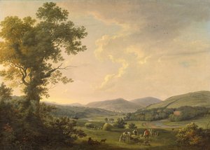 Krajobraz z sianokosami i odległym widokiem gruzińskiego domu, ok. 1780 (olej na płótnie)