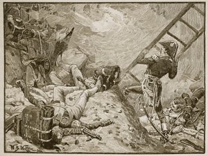 Marszałek Lannes w Ratyzbonie, ilustracja z „Ilustrowanej historii Anglii Cassella” (zdjęcie w sepii) autorstwa William Barnes Wollen