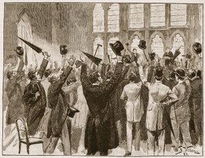 Spotkanie Jingo w Guildhall, Londyn, 1878, ilustracja z "Cassell