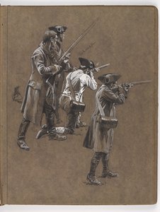 Studium do obrazu olejnego Williama Barnsa Wollena ?Bitwa pod Lexington 1775? autorstwa William Barnes Wollen