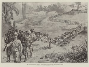 Wyprawa do Aszanti, Przejście artylerii Houssa przez rzekę Busum Prah autorstwa William Barnes Wollen