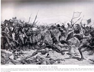 Bitwa pod Abu Klea, 17 stycznia 1885 r., ilustracja z "Hutchinsons History of the Nations", ok. 1910 r. autorstwa William Barnes Wollen