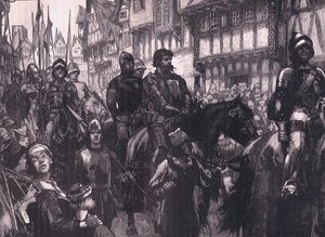 Wallace w drodze do Westminster Hall AD 1304 autorstwa William Barnes Wollen