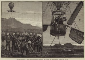Balon wojskowy, metoda pływającego balonu, sygnały w stanie spoczynku, widok w pobliżu samochodu, sygnały działające autorstwa William Bazett Murray