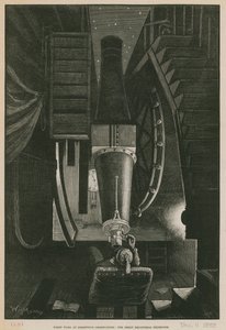 Praca nocna w Greenwich Observatory; Wielki Teleskop Równikowy (rycina) autorstwa William Bazett Murray