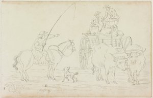 Oxcart Blocking the Way (ołówek na papierze (na papierze z M754)) autorstwa William Beilby