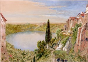 Jezioro Nemi, 1862 (pne, ołówek i wc na papierze)