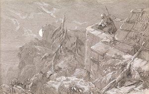 Szturm na zamek (pióro i tusz z kolorem nadwozia) autorstwa William Bell Scott