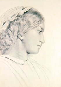 Studium głowy dziewczyny (ołówek na papierze) autorstwa William Bell Scott