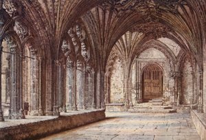 Drzwi z krużganków do Męczeństwa, katedra w Canterbury (kolorowa litografia) autorstwa William Biscombe Gardner