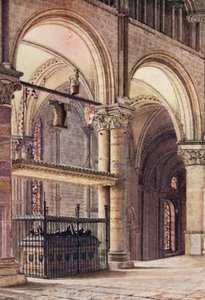Grobowiec Edwarda Czarnego Księcia w Kaplicy Trójcy Świętej w katedrze w Canterbury (kolorowa litografia) autorstwa William Biscombe Gardner