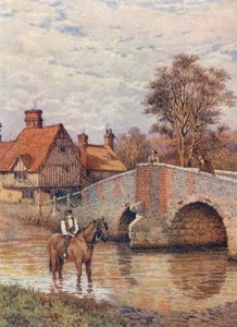 Most Eynsford na rzece Darent (kolorowa litografia) autorstwa William Biscombe Gardner