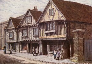 Stare domy przy West Street, Faversham (kolorowa litografia) autorstwa William Biscombe Gardner