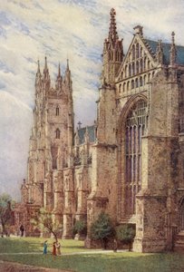 Południowo-zachodni transept i wieża św. Jerzego, katedra w Canterbury (kolorowa litografia) autorstwa William Biscombe Gardner