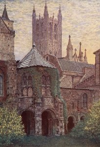 Baptysterium, katedra w Canterbury (kolorowa litografia) autorstwa William Biscombe Gardner