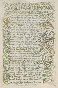 „A Cradle Song”, płyta 25 z „Songs of Innocence”, 1789 (ręcznie kolorowana płaskorzeźba akwaforta z akwarelą) autorstwa William Blake