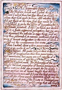 Pamiętna fantazja, tekst z „Wesela niebios i piekła”, ok. 1790-3 (akwaforta wypukła wykończona piórem i akwarelą) autorstwa William Blake