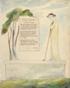 Pasterz czytający epitafium, z Elegii napisanej na cmentarzu, z „Poematów Thomasa Graya”, opublikowanych 1797-98 (akwarela i czarny tusz na papierze) autorstwa William Blake