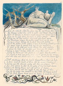 Ameryka. Proroctwo, płyta 18, Ponad wzgórzami.... autorstwa William Blake