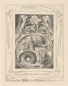 Księga Hioba, płyta 15, Behemot i Lewiatan autorstwa William Blake
