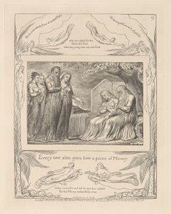 Księga Hioba, tablica 19, każdy dał mu też kawałek pieniędzy autorstwa William Blake