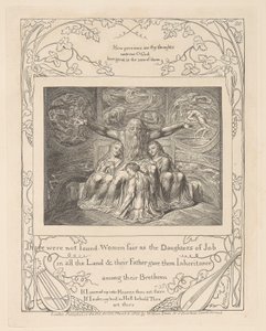 Księga Hioba, płyta 20, Hiob i jego córki autorstwa William Blake