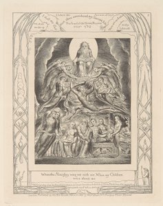 Księga Hioba, płyta 2, szatan przed tronem Bożym autorstwa William Blake