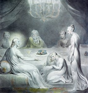 Chrystus w domu Marty i Marii lub Magdaleny pokutującej autorstwa William Blake