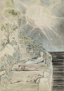 Dante i Statius śpią, Wergiliusz obserwuje autorstwa William Blake