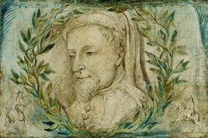 Geoffrey Chaucer, ok. 1800 r. (tempera na płótnie) autorstwa William Blake